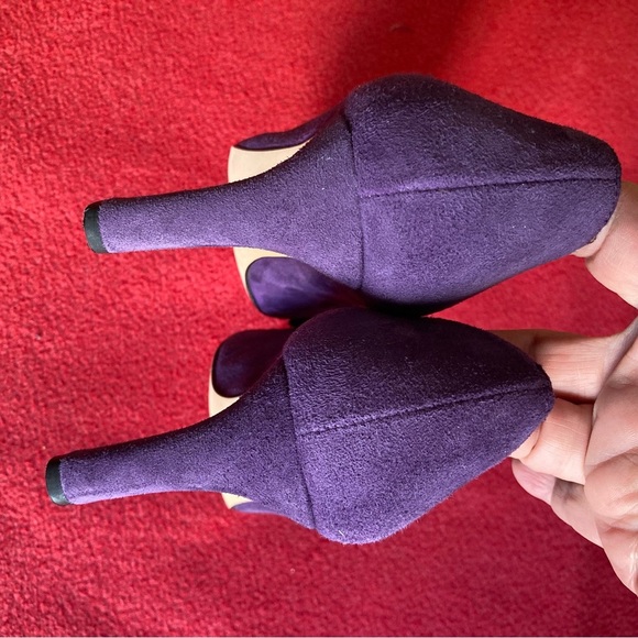 LK BENNETT Sz 38 Velvet Suede Bow At Front Rounded Toe Pumps Heels - Picture 10 of 10